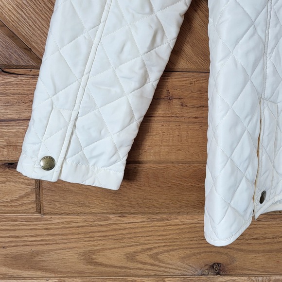 Chaps Quilted Barn Jacket Womens Size M Cream Corduroy Collar - Picture 6 of 9